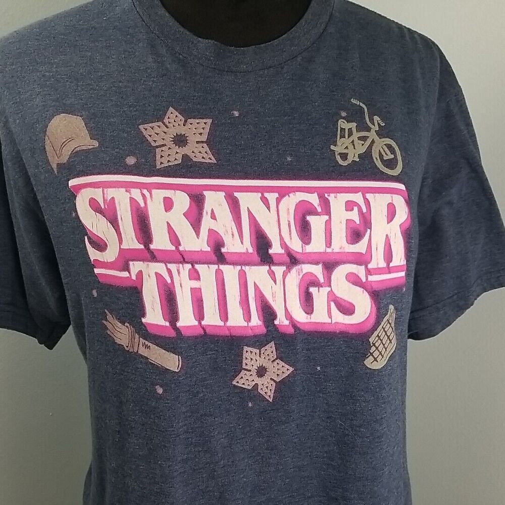 Stranger Things Netflix Short Sleeve Unisex Graphic Tee Medium Navy Blue Heather - Picture 3 of 8